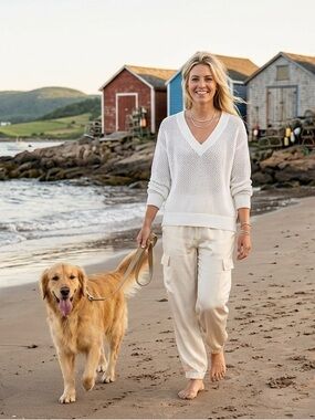 🔥mad drop🔥rag & bone sweater White Oversized V-Neck Cotton Open Knit #unisex